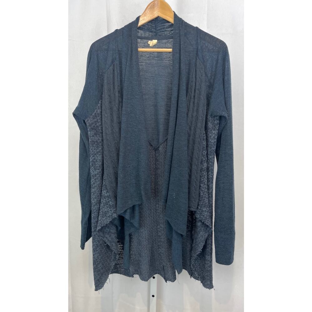 TINY Anthropologie Stratigraphy Cardigan Open Front Tunic Slub Cableknit Size L